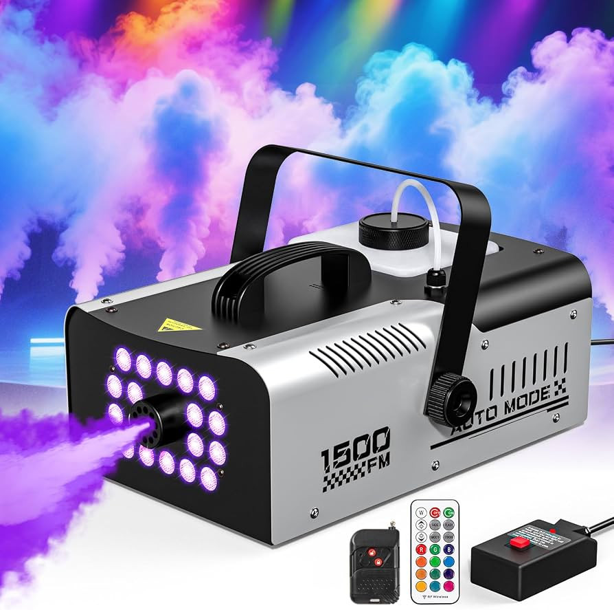 1500W Fog Machine Outdoor Indoor, Halloween Smoke Machine Fog with 20000 CFM Fog Output, 18 Light... | Amazon (US)