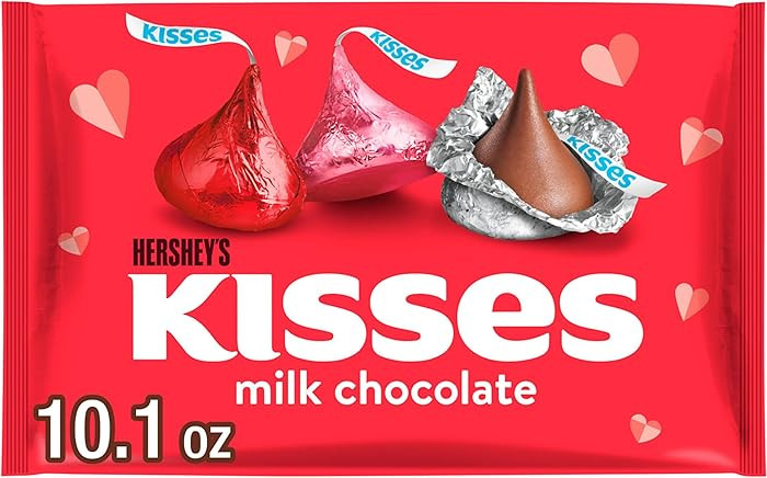 HERSHEY'S KISSES Milk Chocolate, Valentine's Candy Bag, 10.1 oz | Amazon (US)