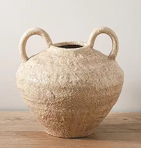 Ceramic Flower Vase, Large Farmhouse Vases Home Decor, Handmade Rustic Vase with Handles, Decorat... | Amazon (US)