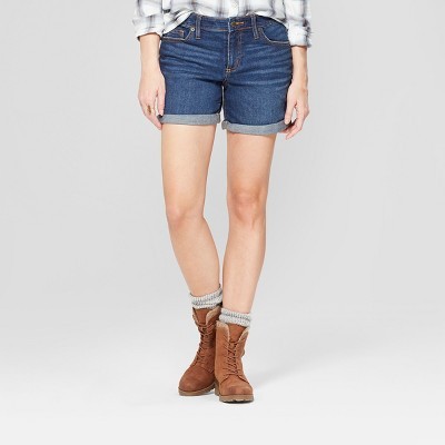 Women's Mid-Rise Rolled Hem Boyfriend Jean Shorts - Universal Thread™ Dark Wash | Target