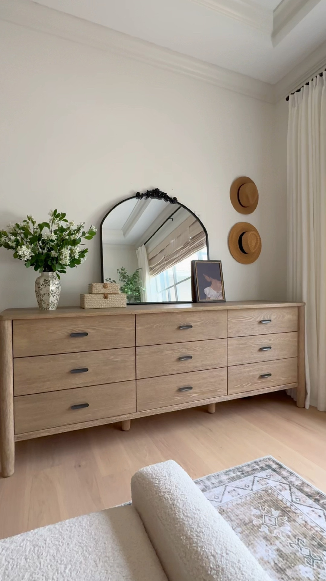 Art or mirror for our new 9 drawer dresser. Love how long it is and that it fills this wall in our bedroom perfectly. Loving the cozy vibes  

#LTKFamily #LTKStyleTip #LTKHome