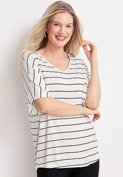 24/7 Flawless Striped Dolman Tee | Maurices