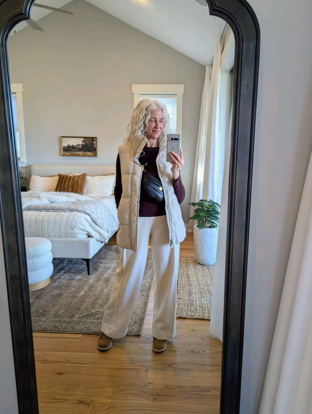 Love the length of this puffer vest! Paired with my favorite long sleeve tee in brown
 Wearing xs in both
#over60 #over50 #fashionover60
 

 #LTKootd #LTKOver40 #LTKFindsUnder50