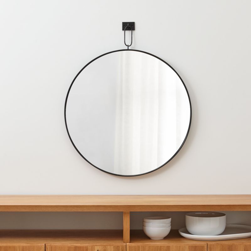 Odin Iron Large Pendant Mirror + Reviews | Crate & Barrel | Crate & Barrel