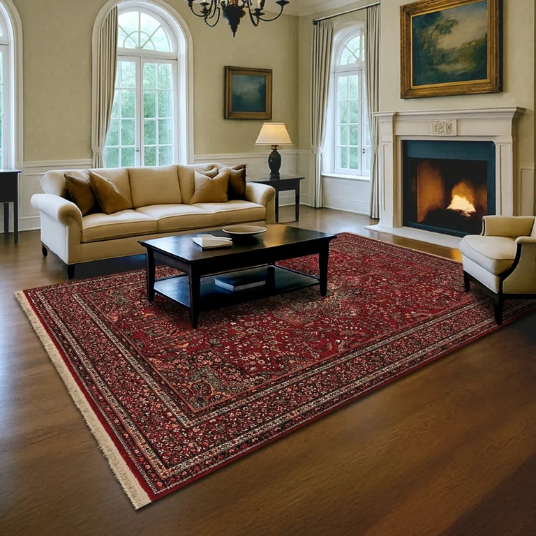 Couristan Kashimar All Over Center Medallion Wool Area Rug, 4'6" x 6'9", Antique Red | Walmart (US)