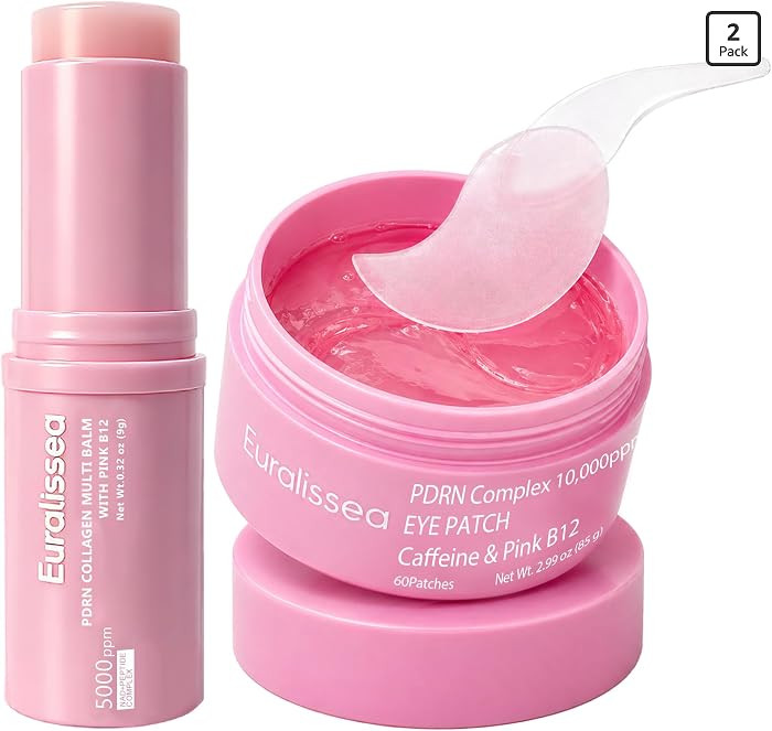 PDRN Collagen Multi Balm Stick & Eye Patches Set, Pink B12 & Caffeine Under Eye Care, 0.32 Oz Bal... | Amazon (US)