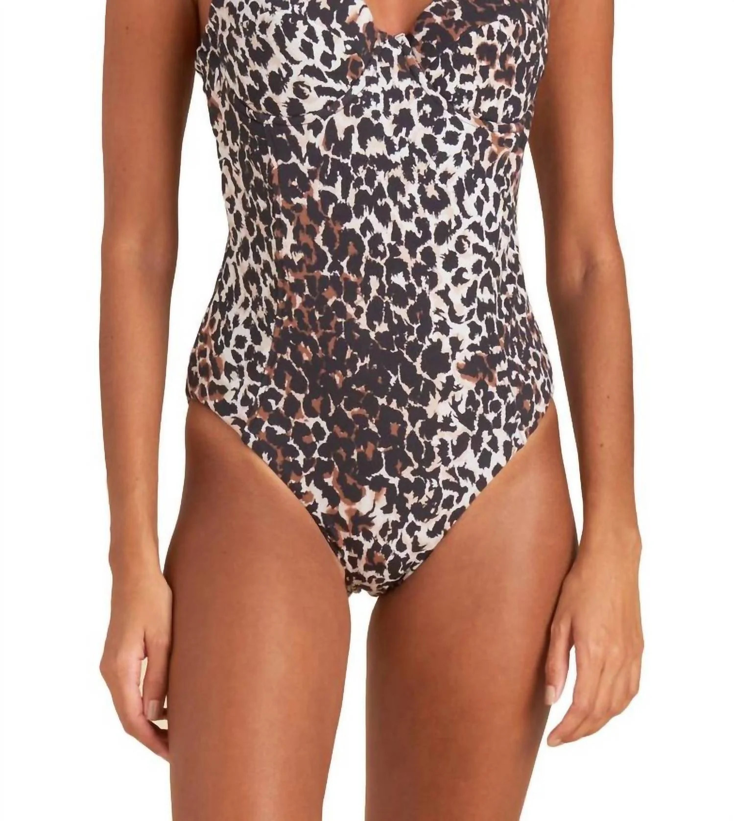 Bridge One-Piece Swimsuit In Brown Leopard | Shop Simon