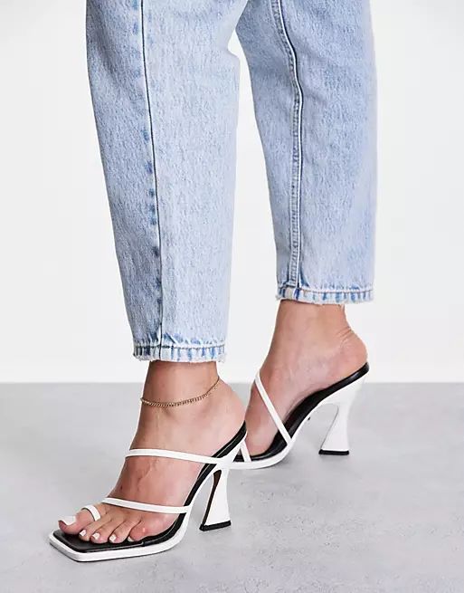 Topshop Nicole strappy high mules in white | ASOS (Global)
