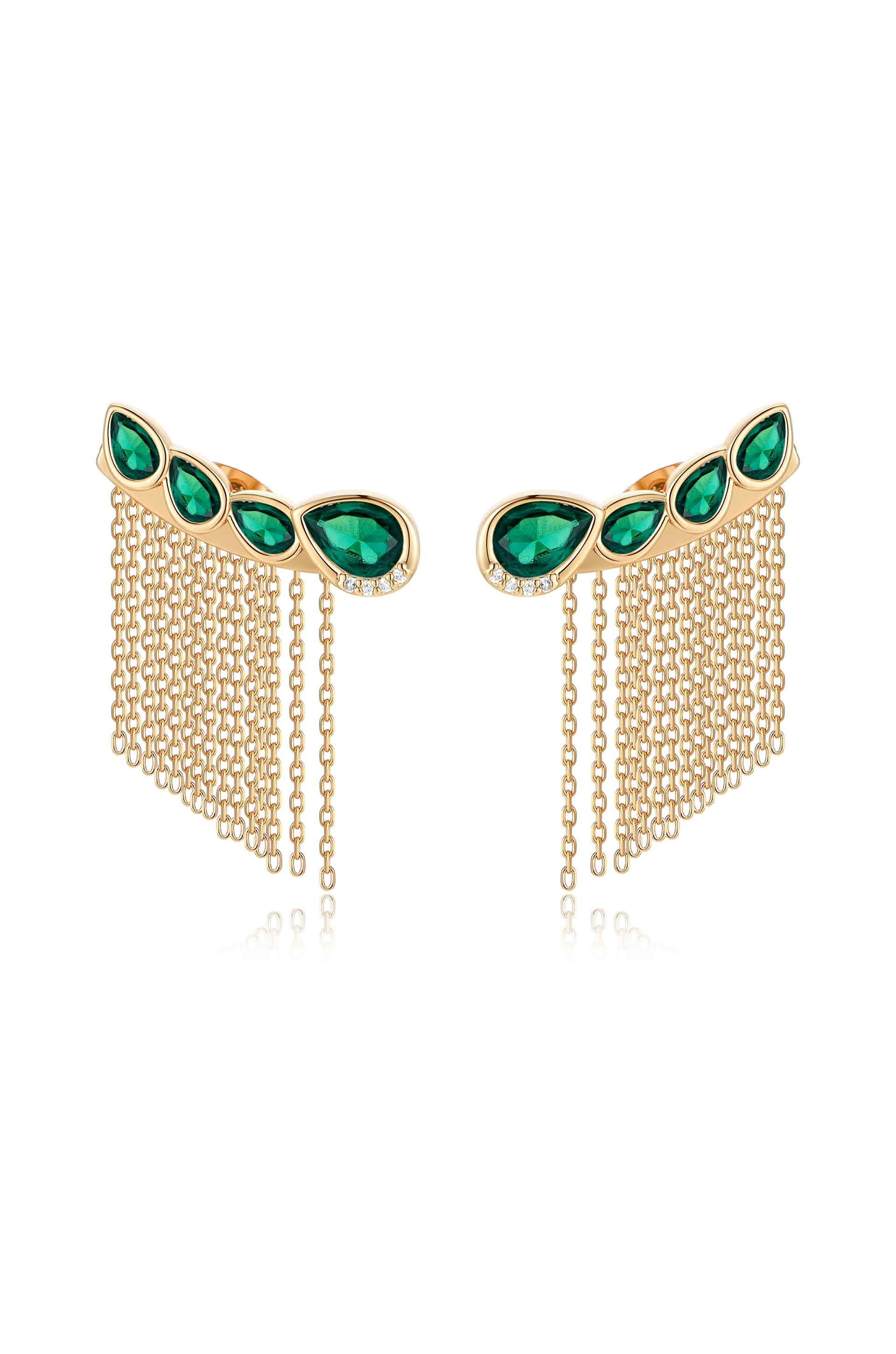Teardrop Crystal Three-In-One 18k Gold Plated Ear Crawlers | Ettika