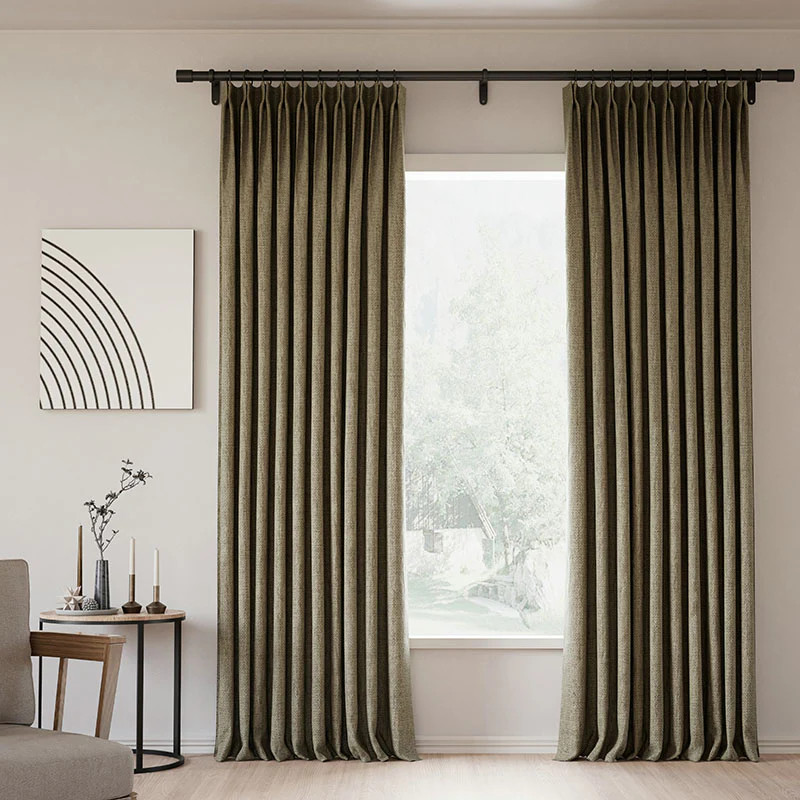 Pinch Pleated Lille Linen Memory Trained Blackout Curtains Natural Modern Custom Drapes | Homerilla