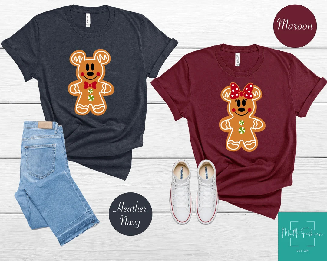 Mickey and Minnie Gingerbread Shirt,mickey and Minnie Disney Ears Christmas Shirts,christmas Disn... | Etsy (US)