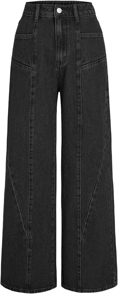 CIDER Mid Waist Pocket Wide Leg Jeans | Amazon (US)