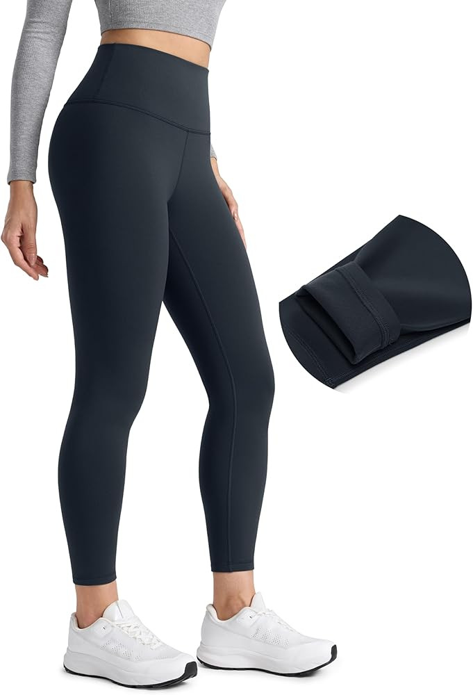 CRZ YOGA Matte Fleece Lined Leggings 25'' - Thermal Casual Lounge Workout Womens Yoga High Waiste... | Amazon (US)