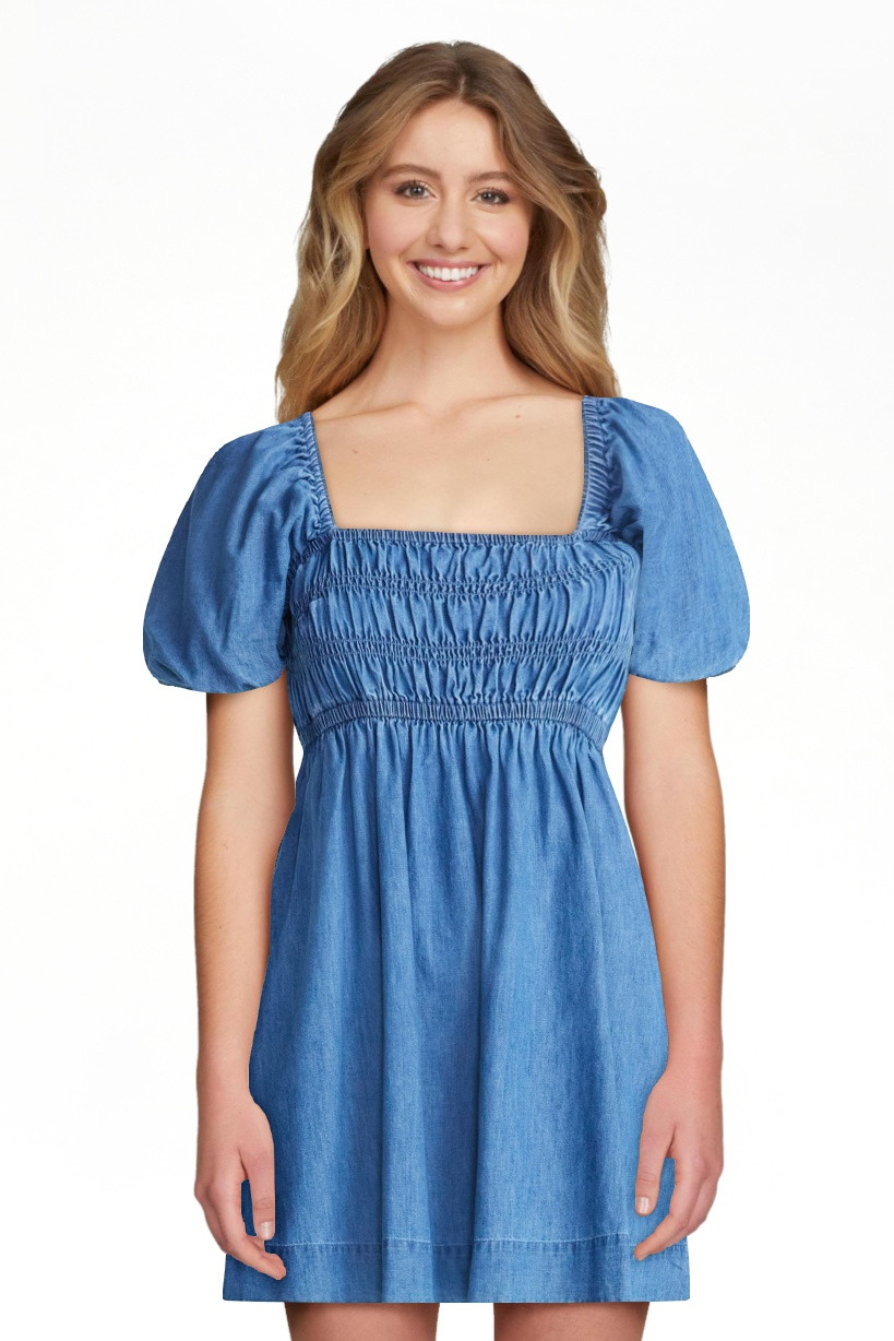 Free Assembly Women's and Women's Plus Puff Sleeve Peasant Mini Dress, Sizes XS to 4X | Walmart (US)