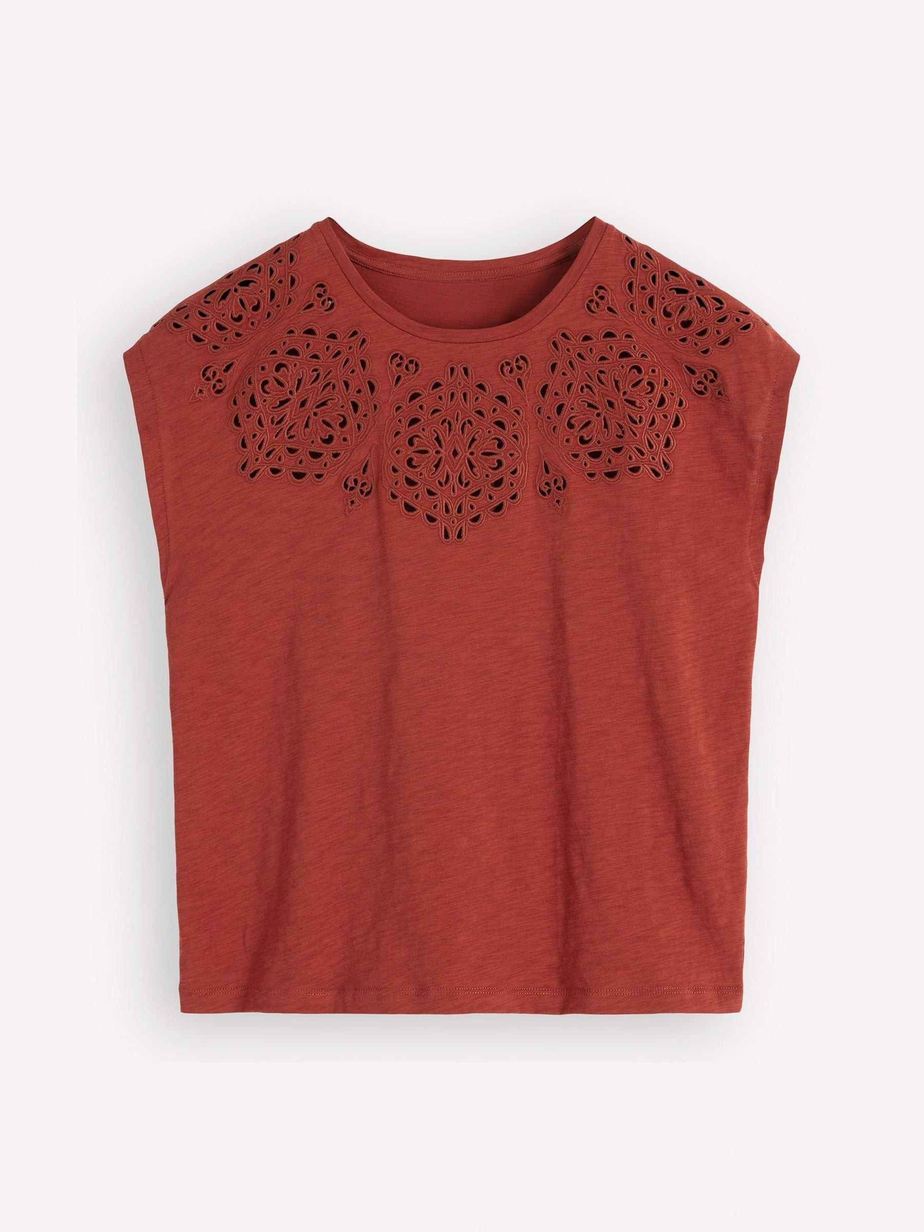 Boden Boden Brown Willow Broderie T-Shirt | Next US