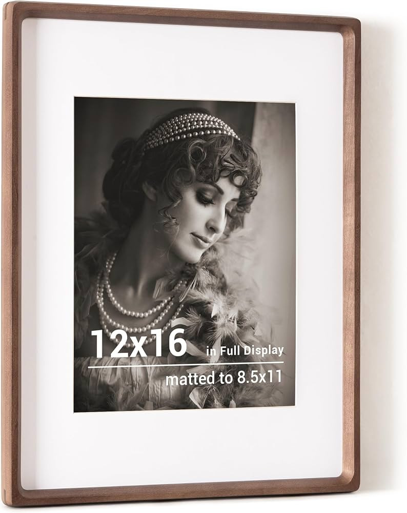 12x16 Picture Frame, USA-Sourced Walnut Wood Photo Frames with HD Tempered Glass, Handcrafted Rou... | Amazon (US)