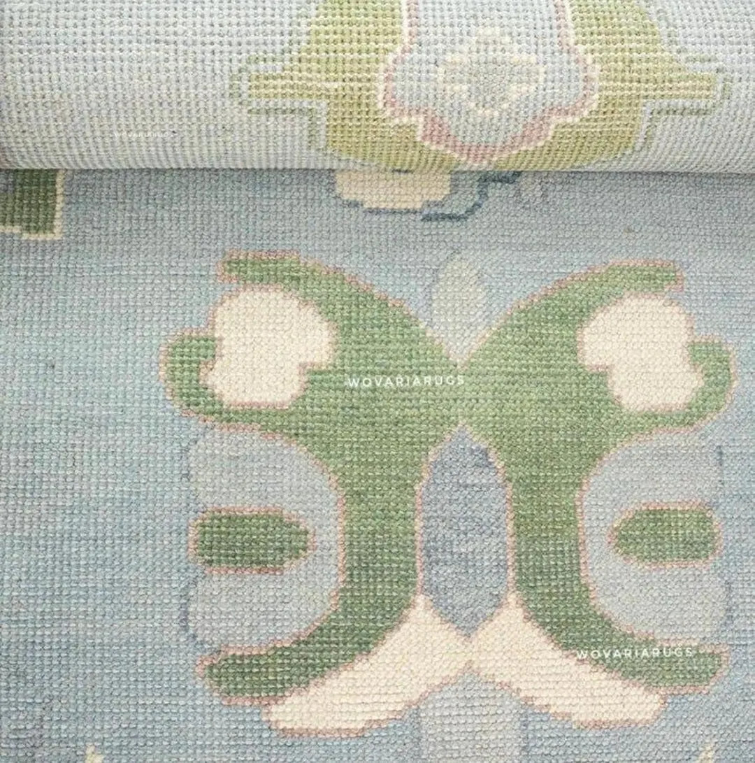 8x10/9x12 Oushak Rug light Blue & cream Hand Knotted Wool Rug 10x14 Large Area Rug  Vintage Turki... | Etsy (US)