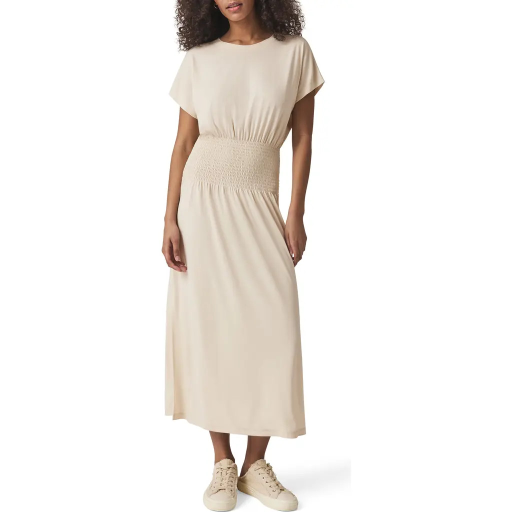 Splendid Giada Smock Waist Sandwash Knit Midi Dress in Moonstone at Nordstrom Rack, Size X-Small | Nordstrom Rack