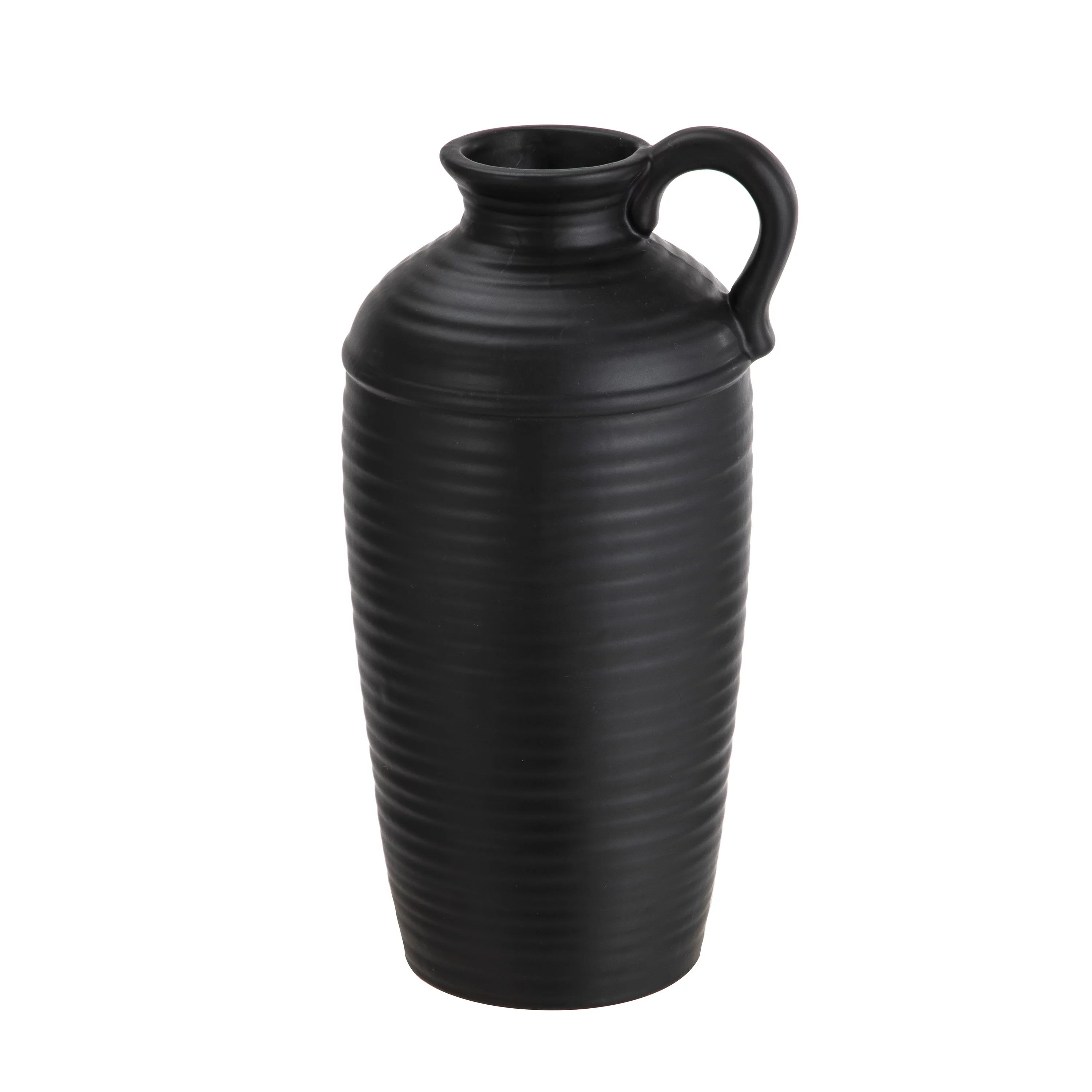 Mainstays 5.23" x 4.8" x 10" Black Ceramic Decorative Jug With Handle | Walmart (US)
