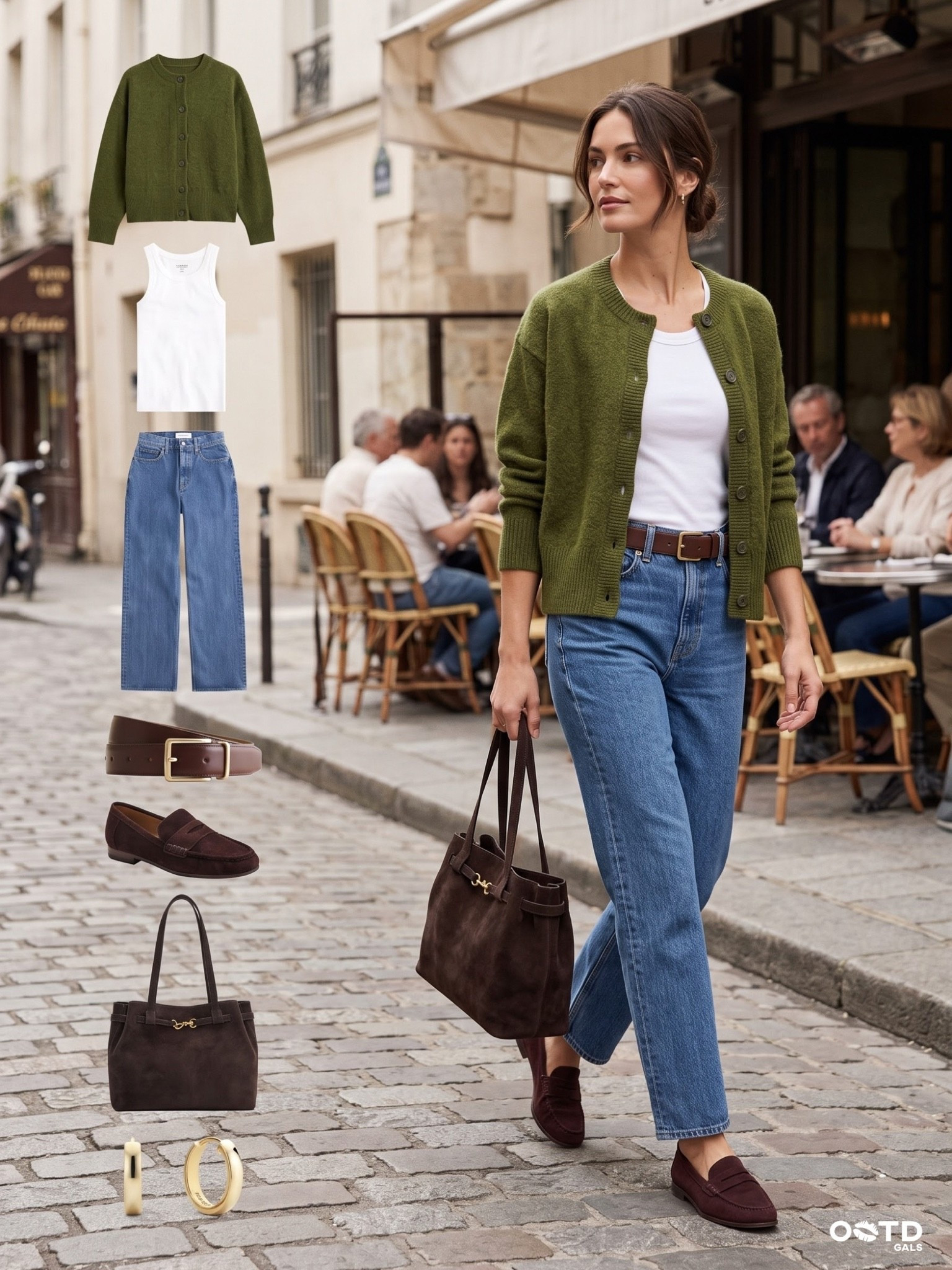 Olive green and rich chocolate brown create the perfect elevated casual outfit for fall 🤎
Style a soft olive cardigan over a classic white tank with high-waisted straight-leg jeans, a brown leather belt, and dark brown loafers. Add a structured suede tote and simple gold jewelry for an effortless, polished finish.
Perfect for coffee dates, casual office days, weekend errands, city walks, or a relaxed lunch outfit. Shop every piece through the tagged products.

#LTKFashionMonth #LTKautumn #LTKstyletip