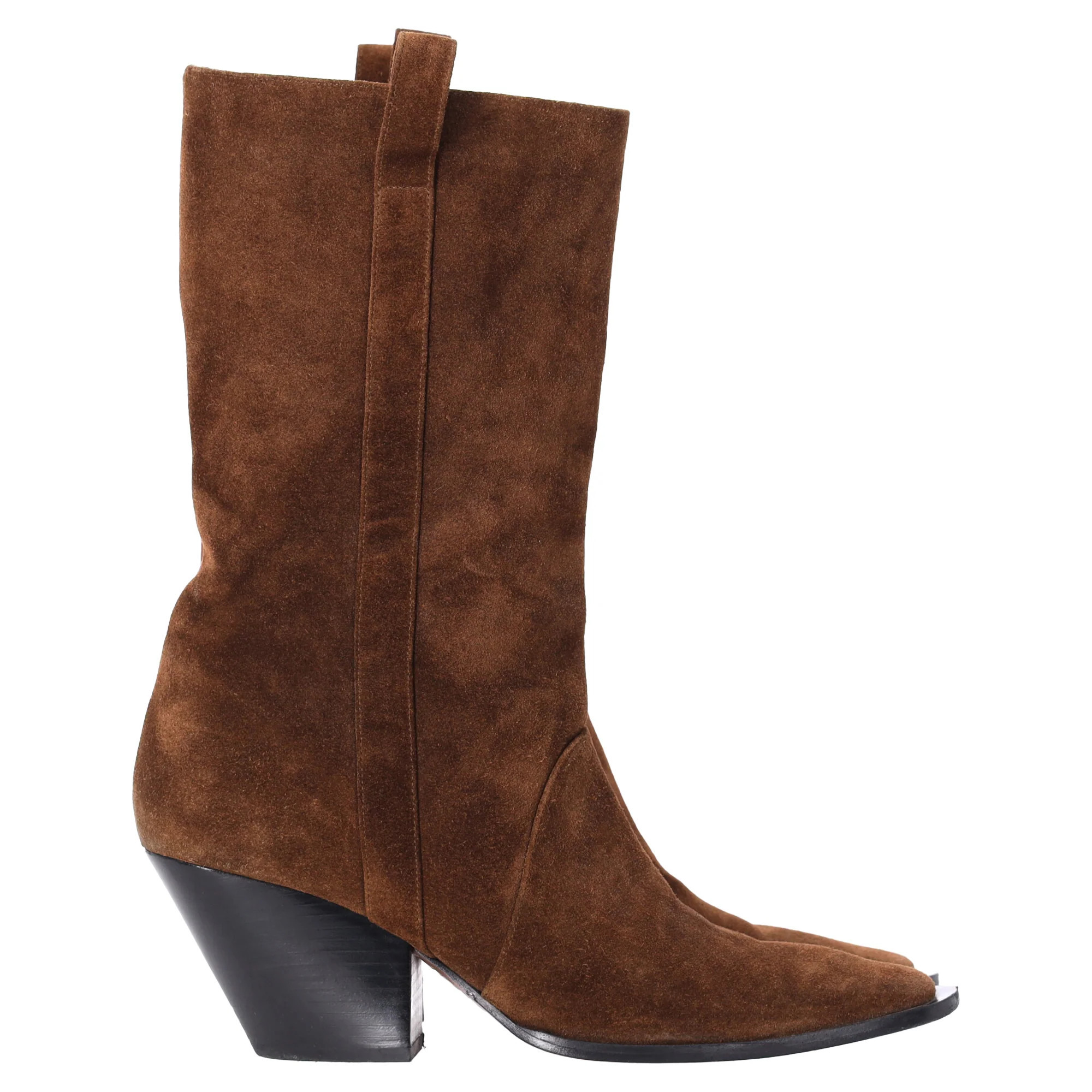 Zimmermann Texano Cowboy Boots in Brown Suede | Shop Simon