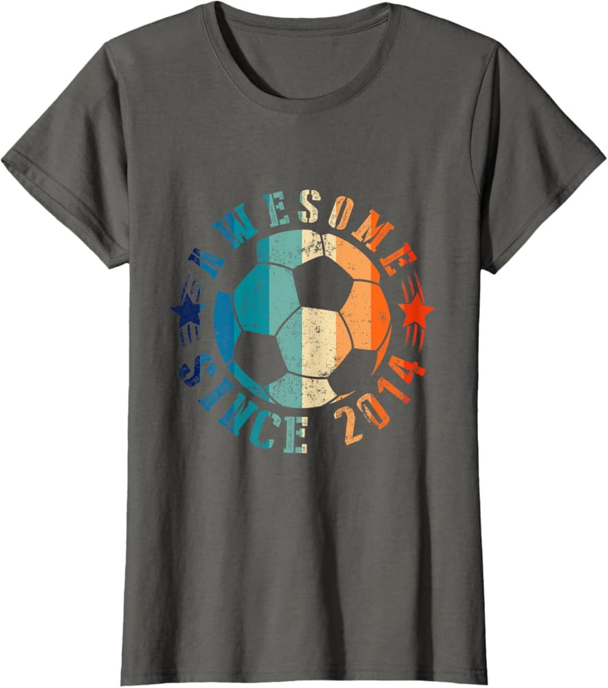 Awesome Since 2014 9th Birthday 9 Year Old Soccer Player T-Shirt | Amazon (US)