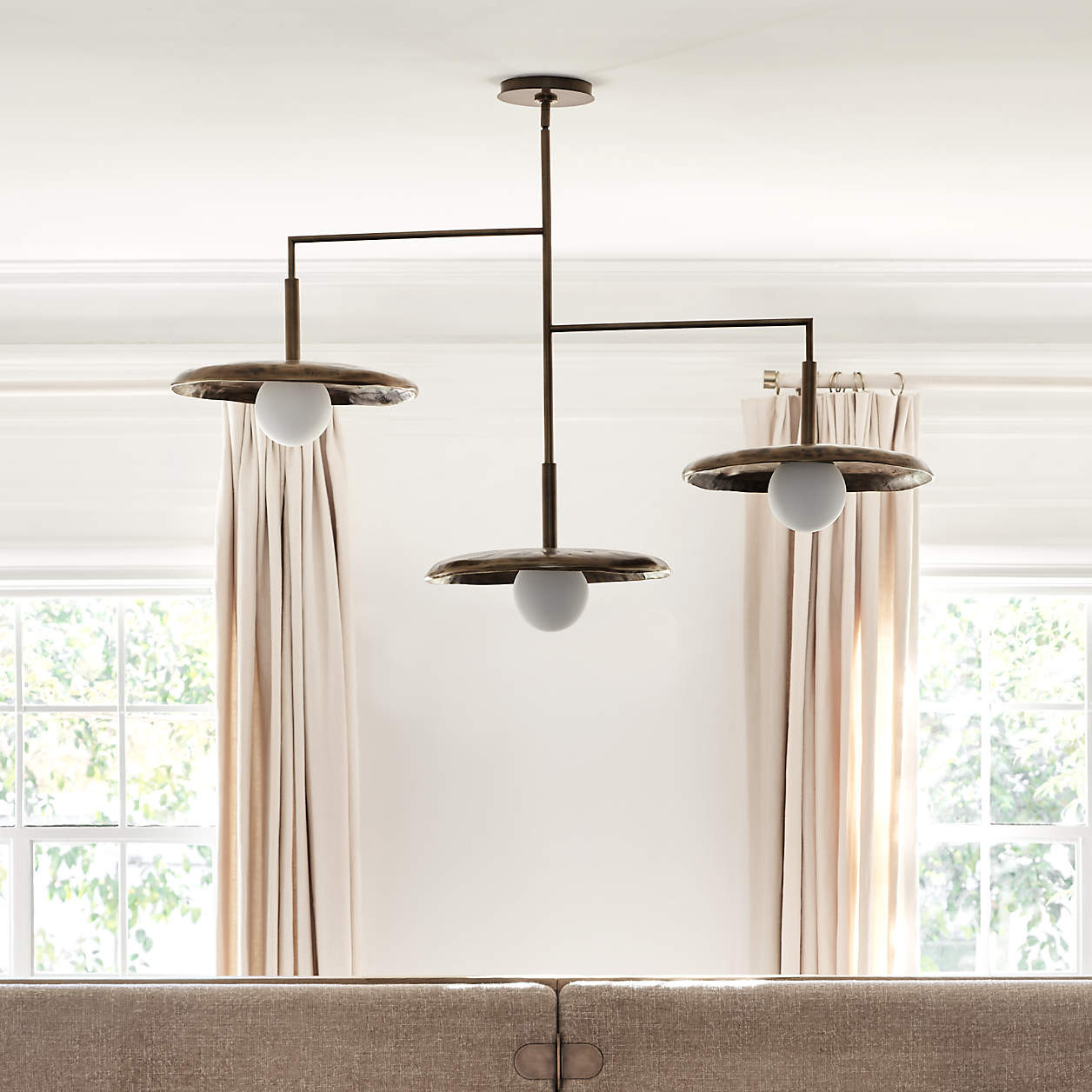 Lilypad Metal and Glass Three Light Chandelier by Brigette Romanek 49.5" + Reviews | Crate & Barr... | Crate & Barrel