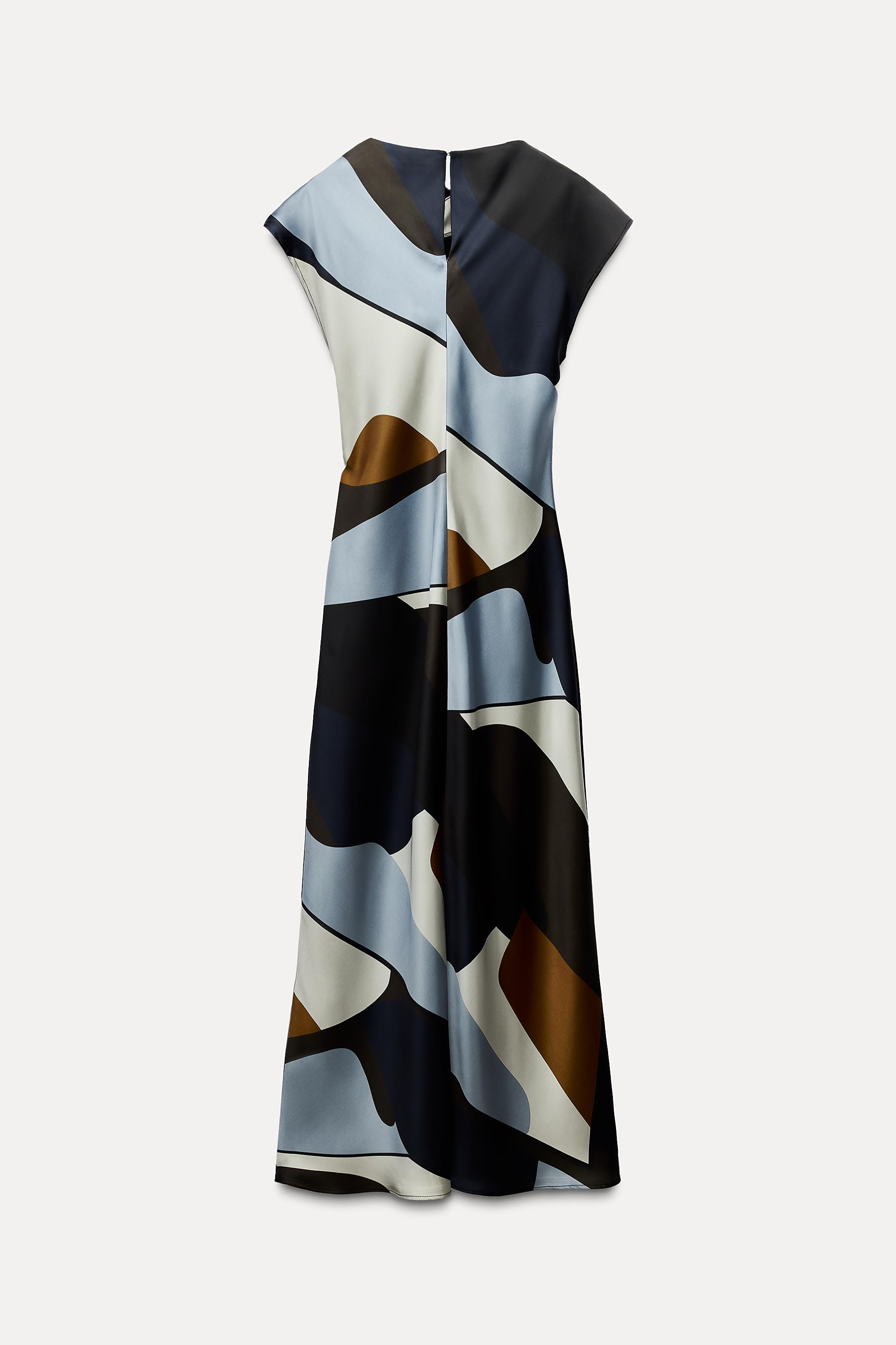 SATIN PRINTED MIDI DRESS | Zara US