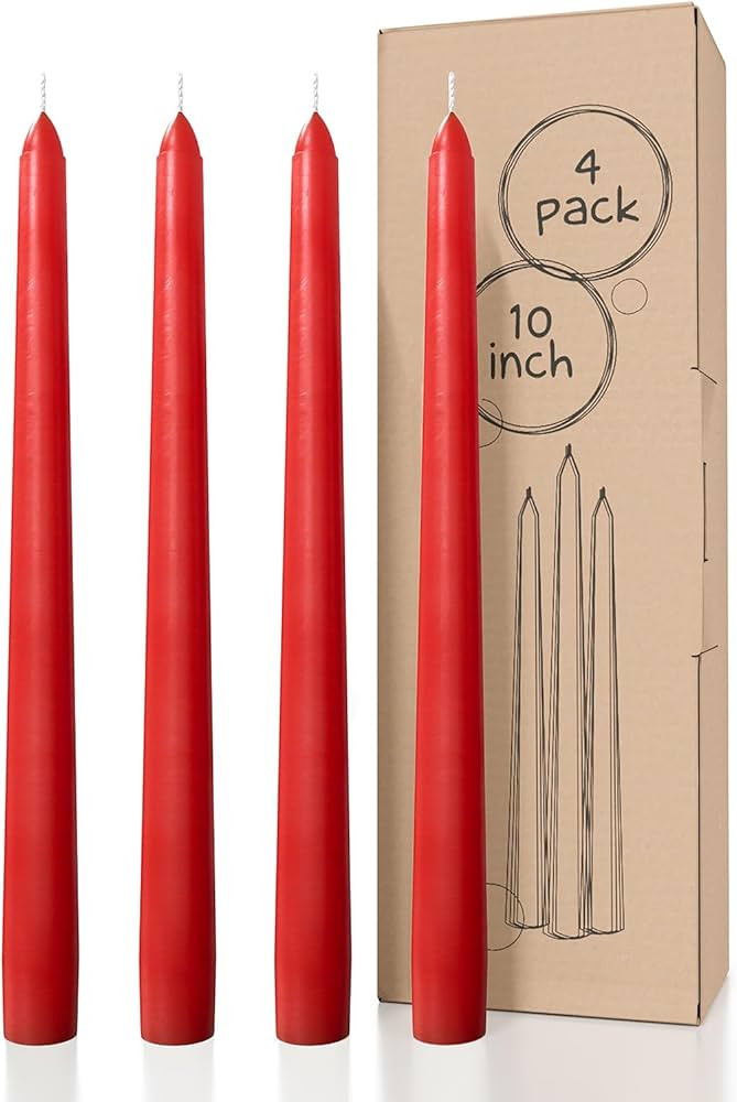 CANDWAX 10 inch Taper Candles Set of 4 - Dripless Taper Candles and Unscented Candlesticks - Perf... | Amazon (US)