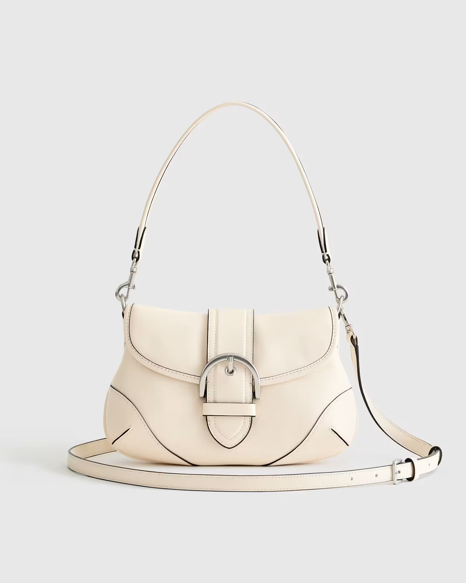 Italian Leather Buckle Detail Shoulder Bag | Quince
