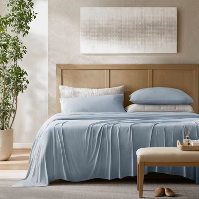 Harbor House 3Pcs Solid Color Cooling Sheet Set, Ultimate Silky Touch Temperature Control Breathable Bedding Set, Blue, Full/Queen | Target