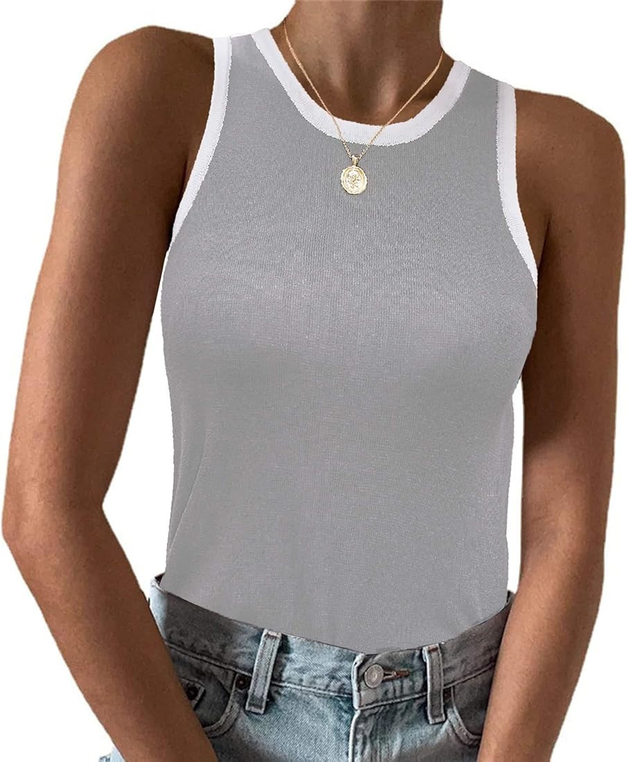 Zeagoo Womens Tank Top Racerback Crowl Neck Casual Basic Ribbed Knit Fitted Sleeveless Shirts S-X... | Amazon (US)
