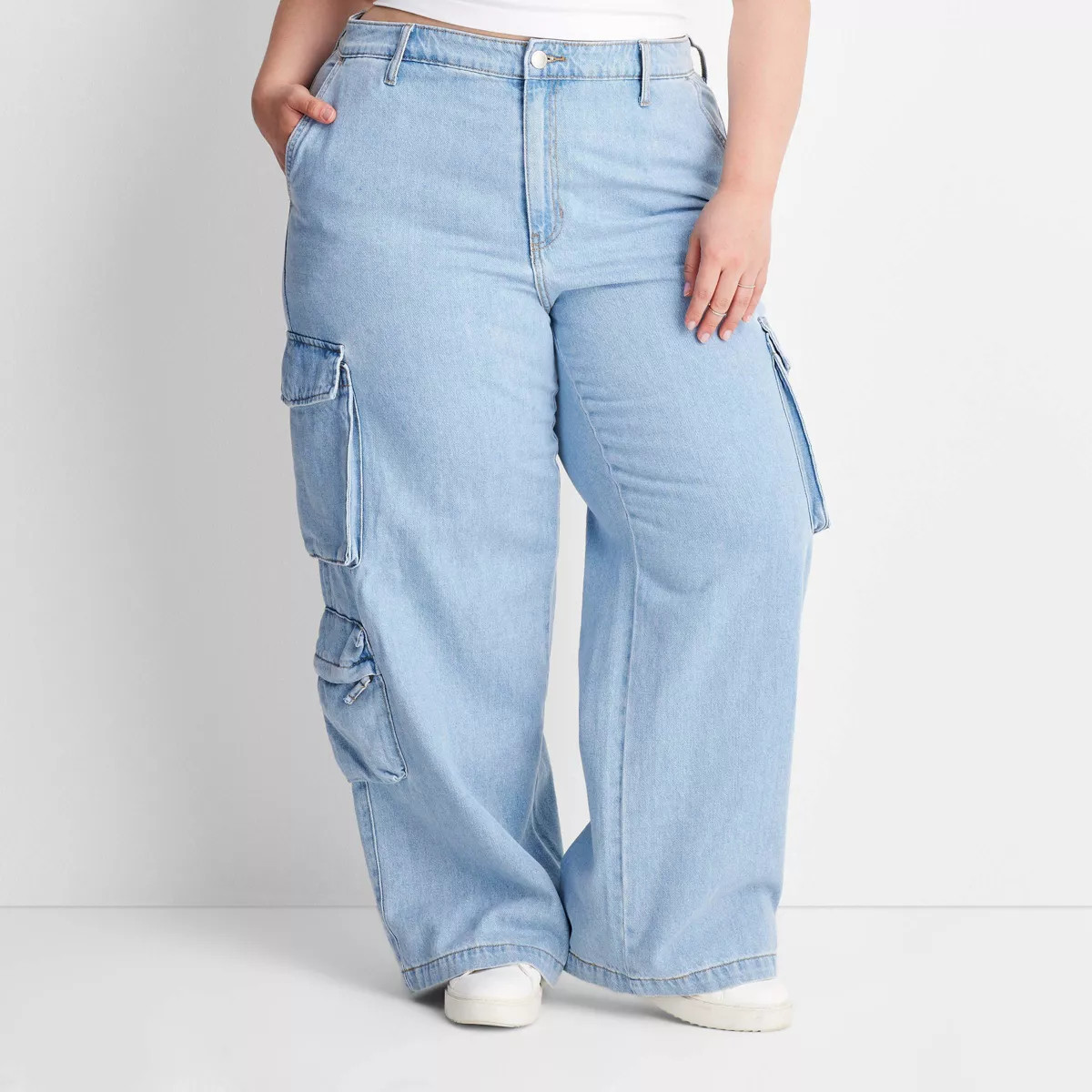 Women's High-Rise Wide Leg Denim Cargo Pants - Universal Thread™ | Target