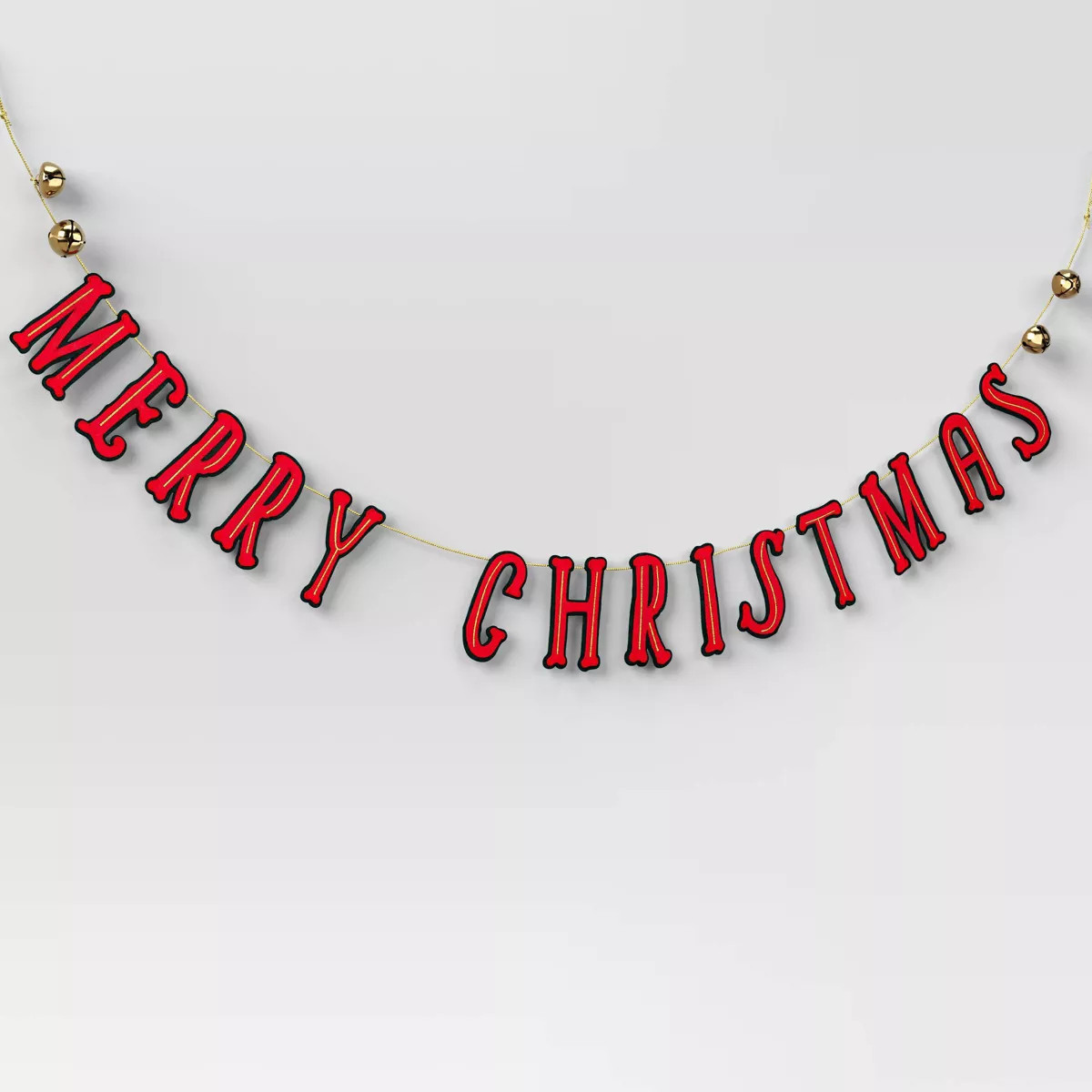 6' Fabric 'Merry Christmas' with Bells Decorative Wall Garland Red - Wondershop™ | Target