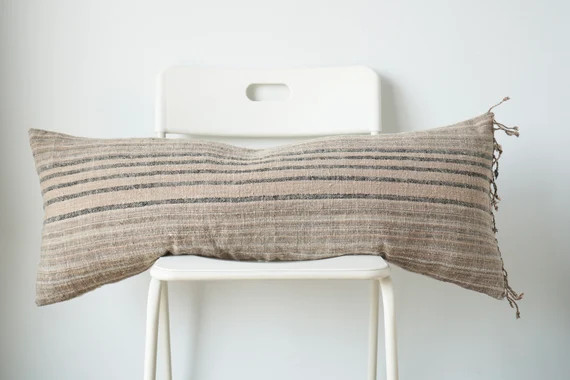 Hand Woven Natural Color Lumbar Pillow Cover - Etsy | Etsy (US)