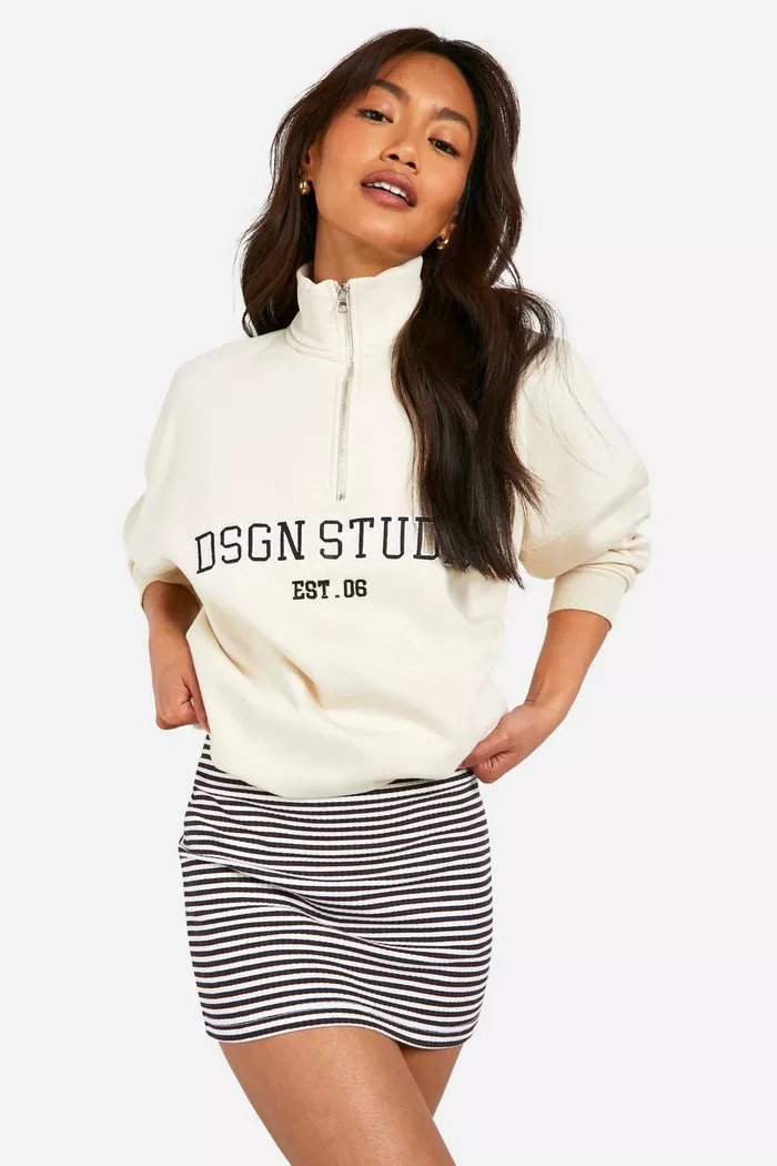 Cotton Rib Stripe Mini Skirt | boohoo (US & Canada)