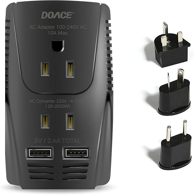 Upgraded DoAce C11 2000W Travel Voltage Converter for Hair Dryer Straightener Curling Iron, Step ... | Amazon (US)