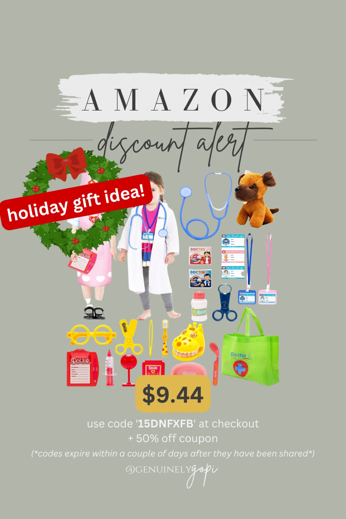 Amazon discount codes, kids gift ideas, Christmas gift idea, holiday gifts, Amazon kids, doctor toy set

#LTKHoliday #LTKGiftGuide #LTKsalealert