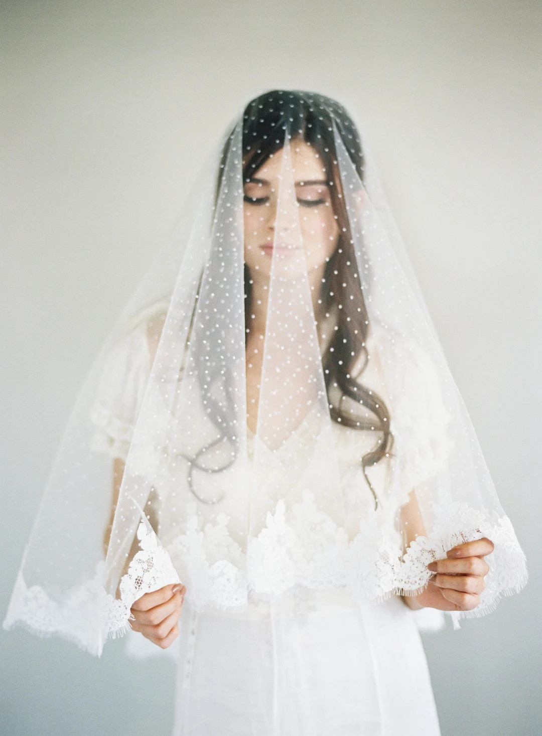 Chantilly Lace Veil Bridal Veil Polka Dot Veil Swiss Dot - Etsy | Etsy (US)