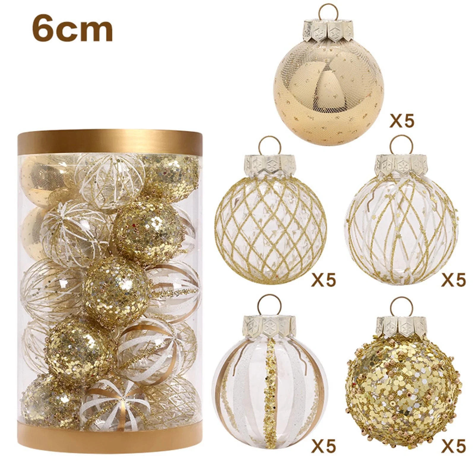 VANLOFE Christmas Decoration Supplies White And Gold 25pcs Christmas Tree Ornament Pendant Party ... | Walmart (US)