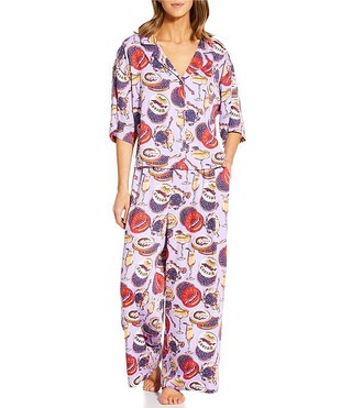 Printfresh Champagne & Caviar Woven Sateen Thermoregulating Short Sleeve Notch Collar Long Coordi... | Dillard's