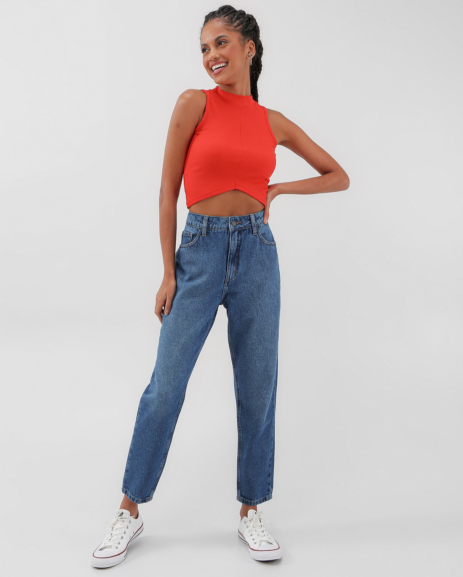 Calça jeans feminina mom cintura alta - Azul Jeans Médio |  Pool by Riachuelo | Riachuelo (BR)