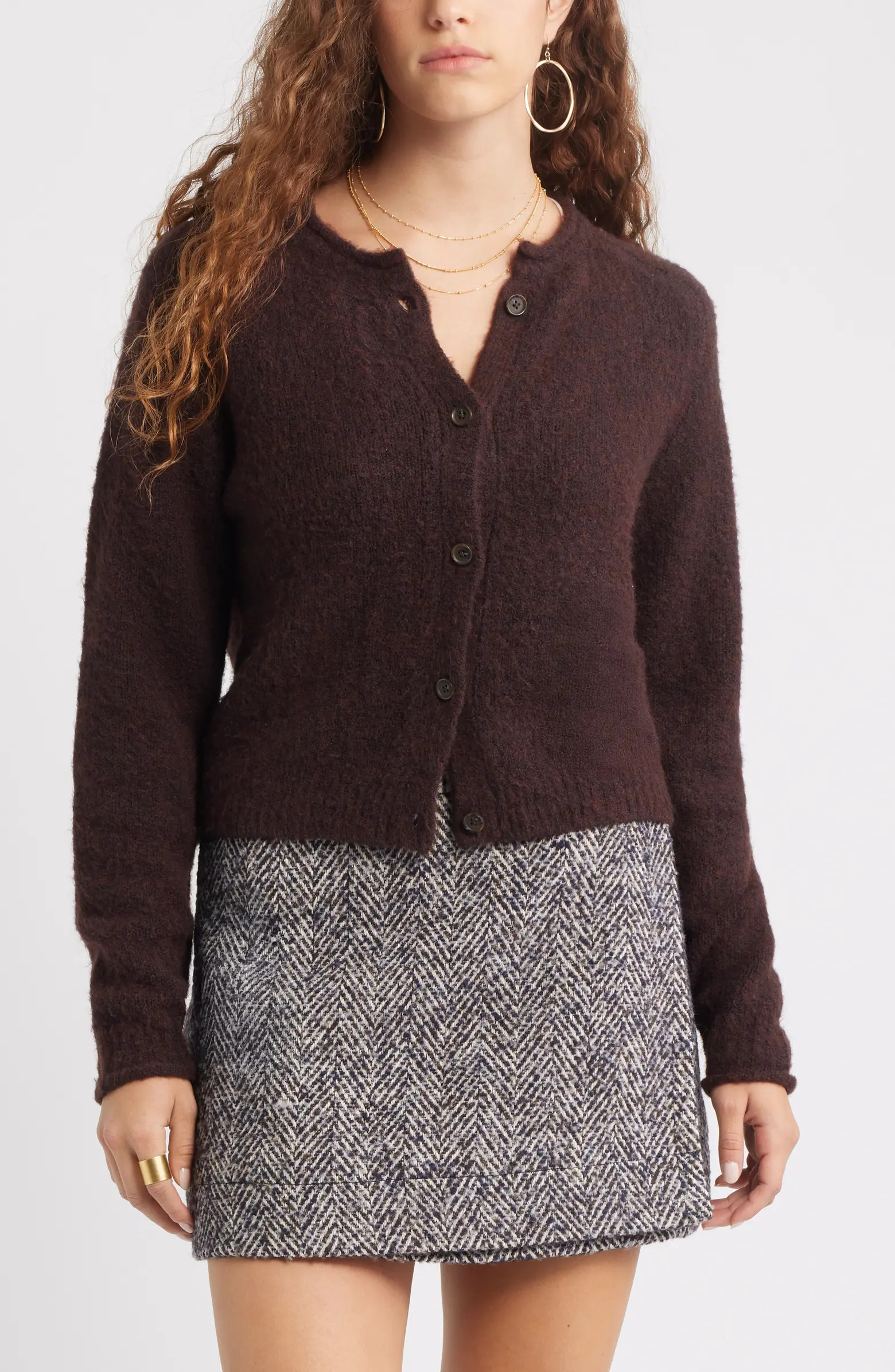 Rolled Crewneck Cardigan | Nordstrom
