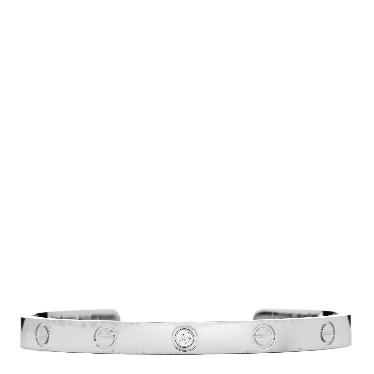 18K White Gold 1 Diamond LOVE Cuff Bracelet 18 | FASHIONPHILE (US)