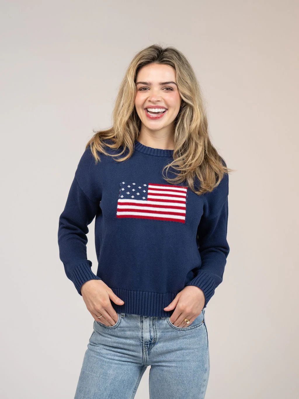 American Flag Sweater in Navy | Beau & Ro