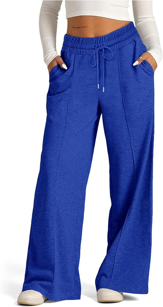SOFIA'S CHOICE Wide Leg Sweatpants Women Drawstring High Waisted Pants with Pockets Jogger | Amazon (US)