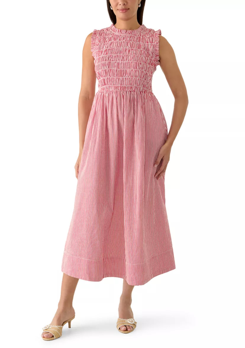Women's Sleeveless Poplin Smocked Midi Dress | Belk