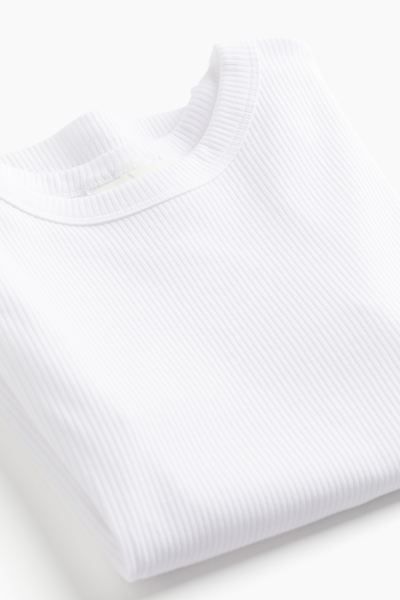 T-shirt côtelé - Blanc - FEMME | H&M FR | H&M (FR & ES & IT)