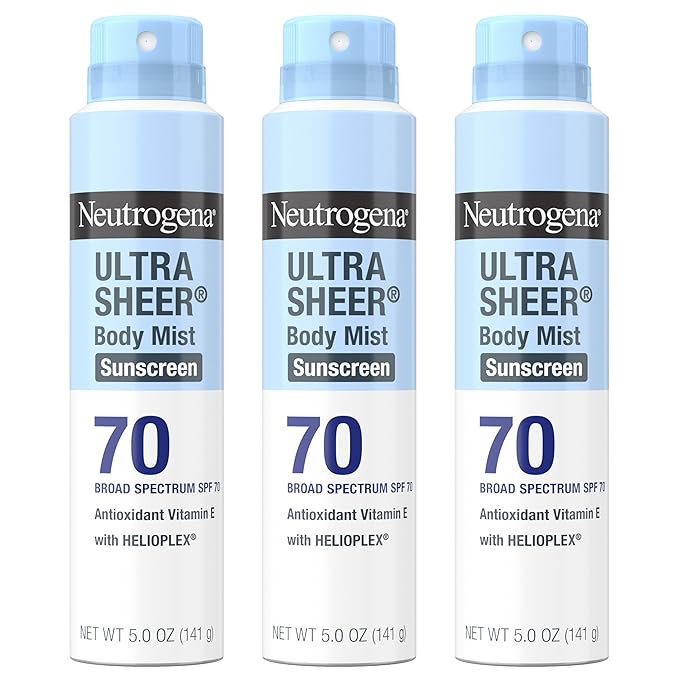 Neutrogena Ultra Sheer Body Mist Sunscreen Spray, Broad Spectrum SPF 70, Lightweight Spray Sunscr... | Amazon (US)