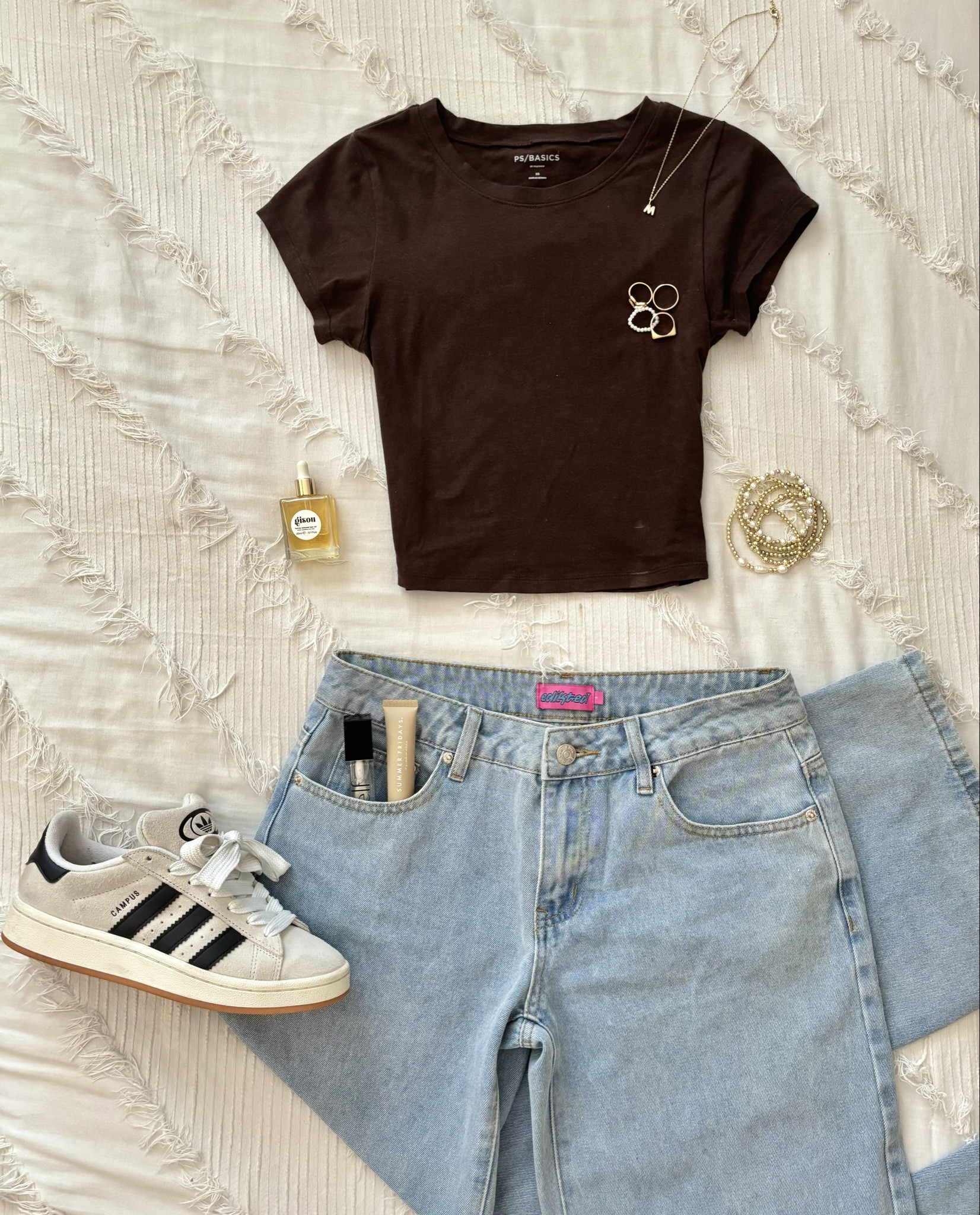 Styling my edikted jeans pt. 2! 🤎🪩🪞1/20 #aesthetic #ltk #fitinspo #trending #adidas